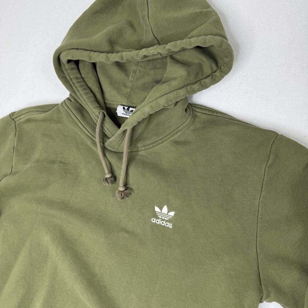 Adidas Hoodie Mens Small Green Originals Trefoil Logo Pullover Fleece Sweatshirt